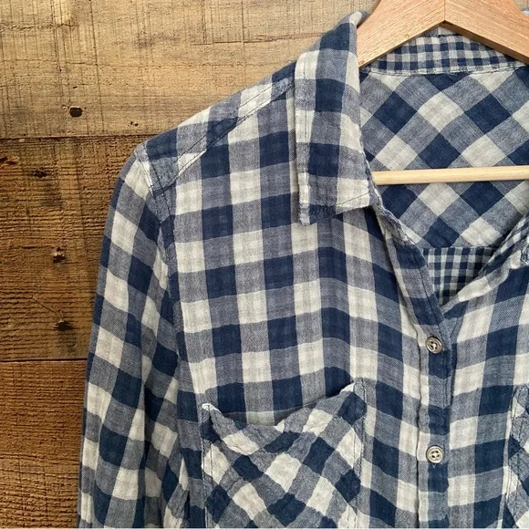 Seven7 Jeans Cotton Plaid Button Down 3/4 Length Sleeves - Picture 5 of 9